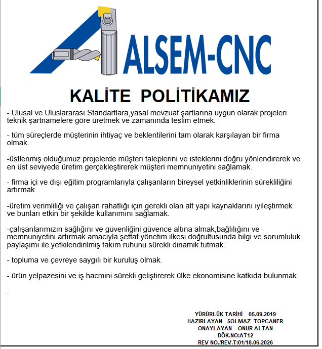 KALİTE POLİTİKASI
